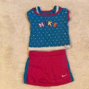 Nike outfit skirt w/ shorts under & matching shirt